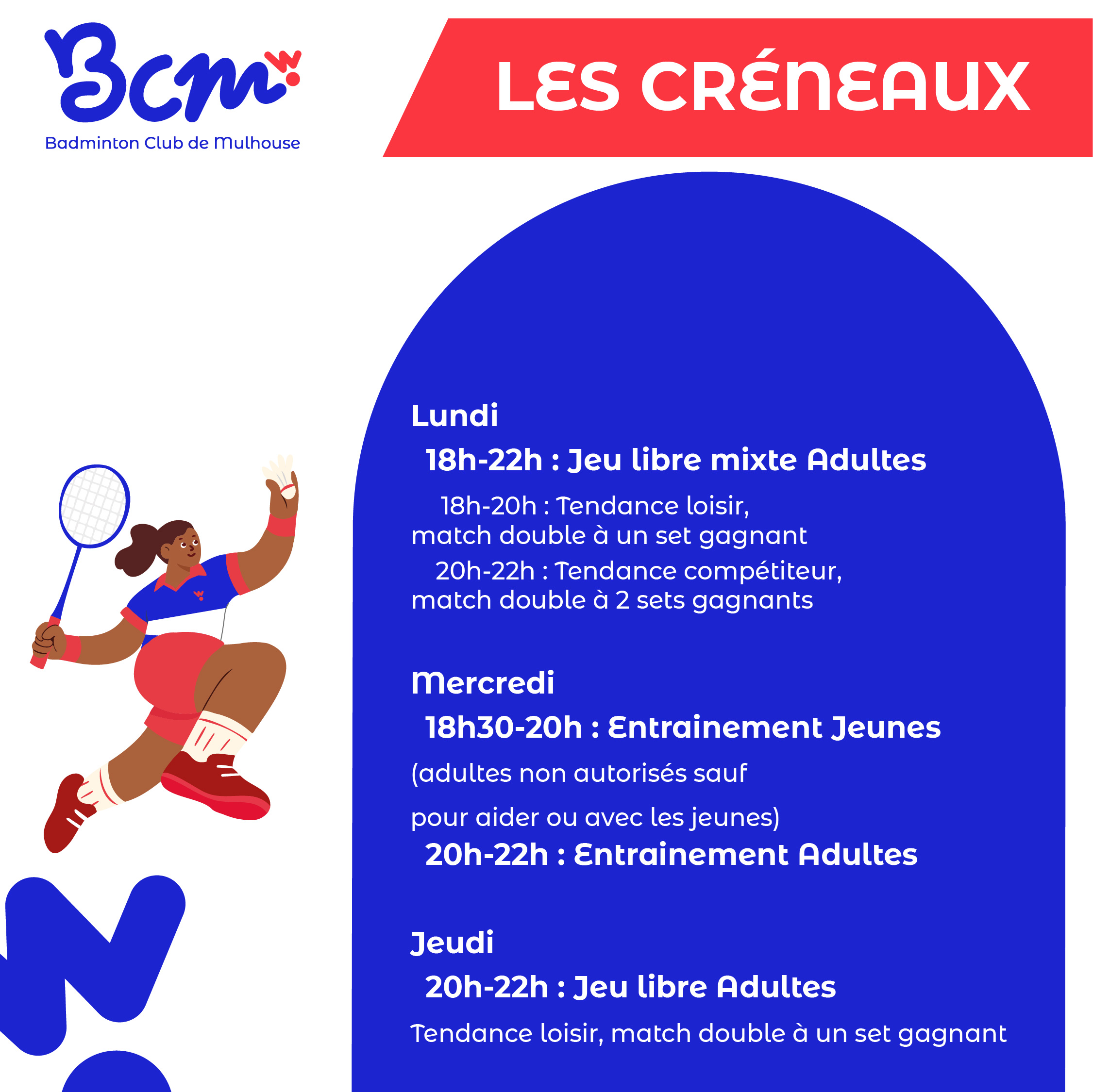 Créneaux 2025 BCM